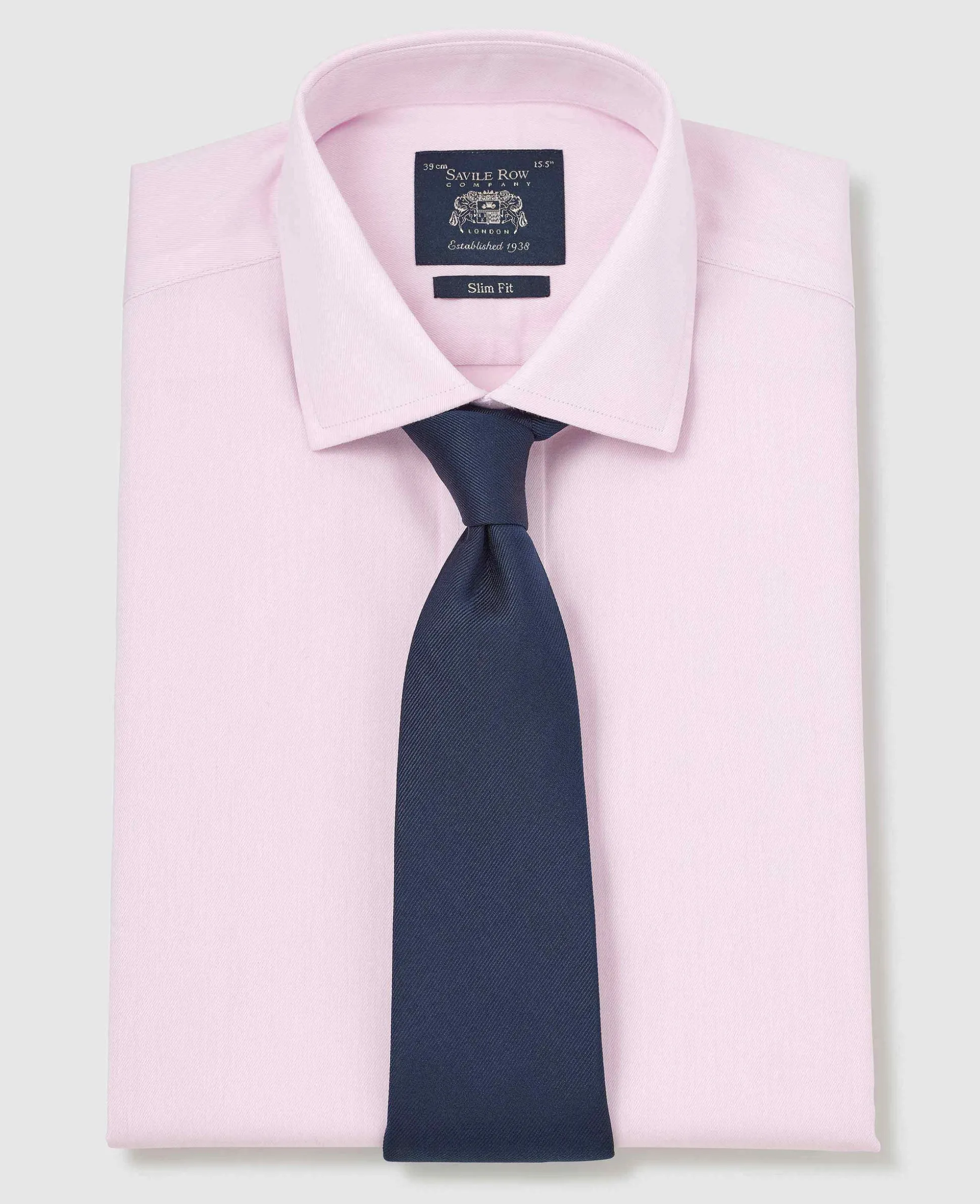 Pink Cotton Twill Slim Fit Non-Iron Shirt - Single Cuff