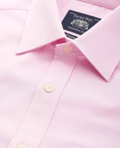 Pink Herringbone Cotton Classic Fit Formal Shirt - Double Cuff