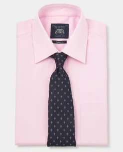 Pink Herringbone Cotton Classic Fit Formal Shirt - Double Cuff