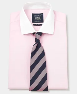 Pink Slim Fit Cotton End-On-End Poplin Winchester Formal Shirt - Double Cuff