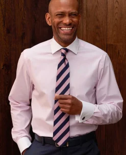 Pink Slim Fit Cotton End-On-End Poplin Winchester Formal Shirt - Double Cuff