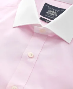 Pink Slim Fit Cotton End-On-End Poplin Winchester Formal Shirt - Double Cuff