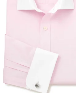 Pink Slim Fit Cotton End-On-End Poplin Winchester Formal Shirt - Double Cuff