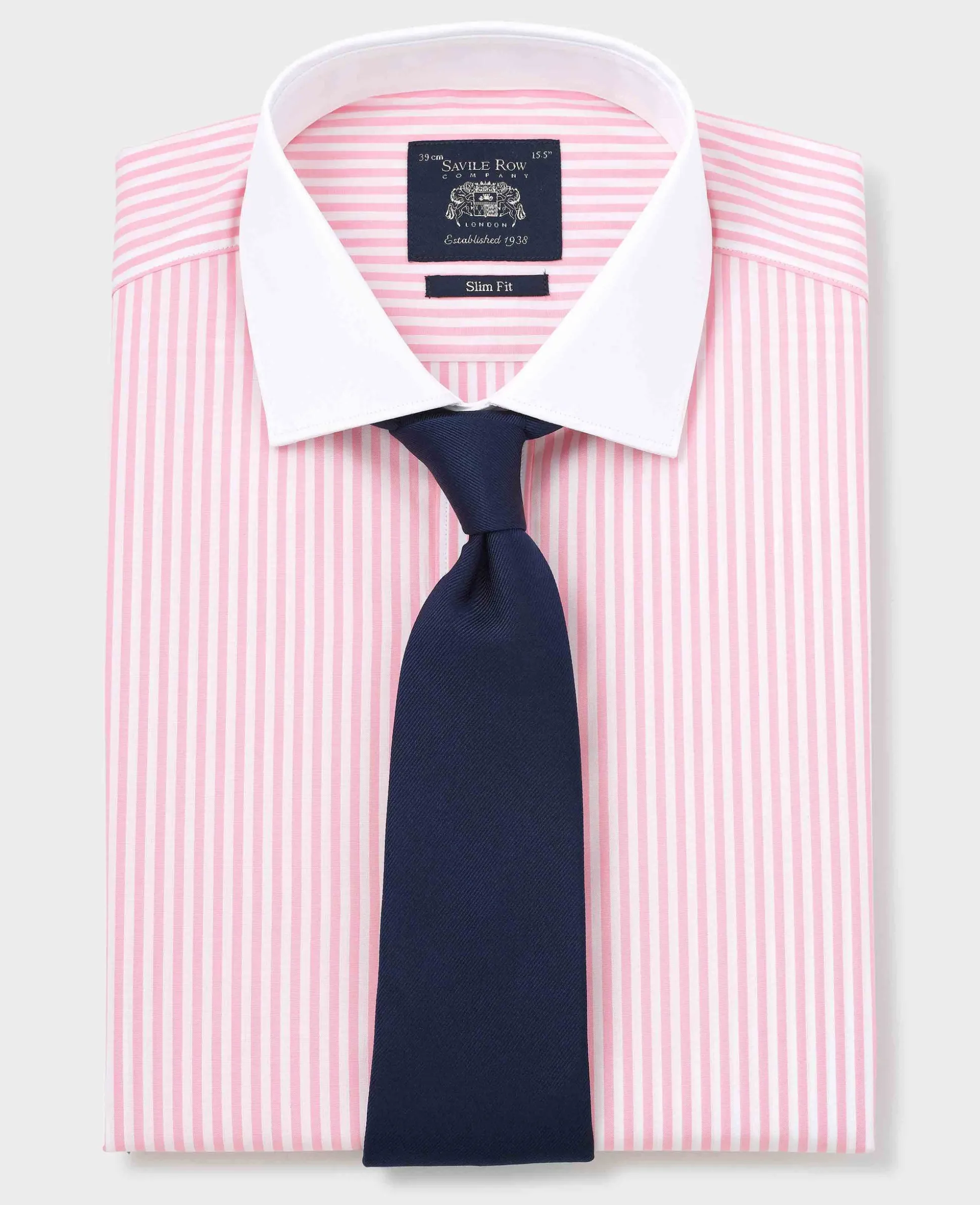 Pink White Cotton Striped Slim Fit Winchester Formal Shirt - Double Cuff