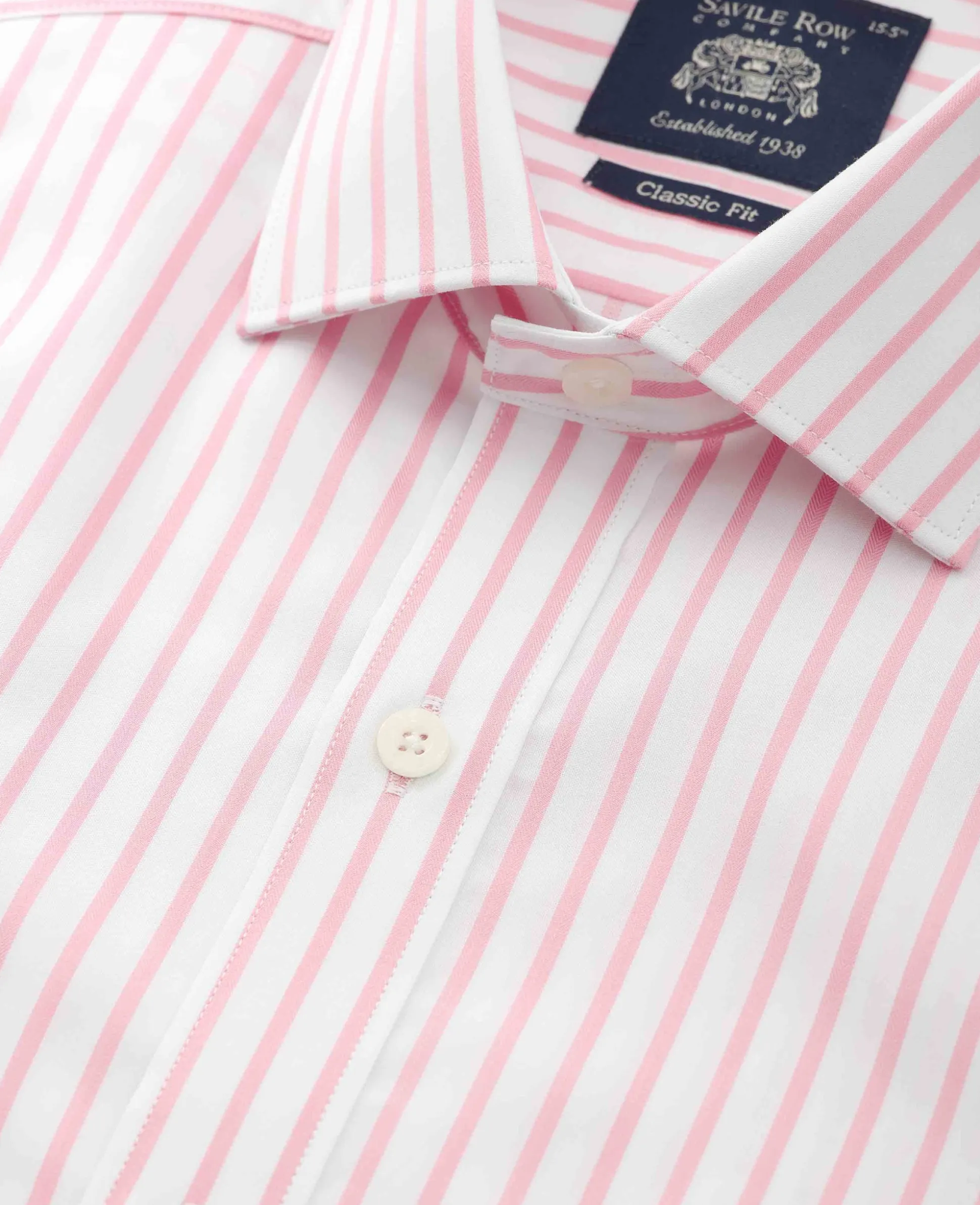 Pink White Stripe Cotton Classic Fit Formal Shirt - Single Cuff