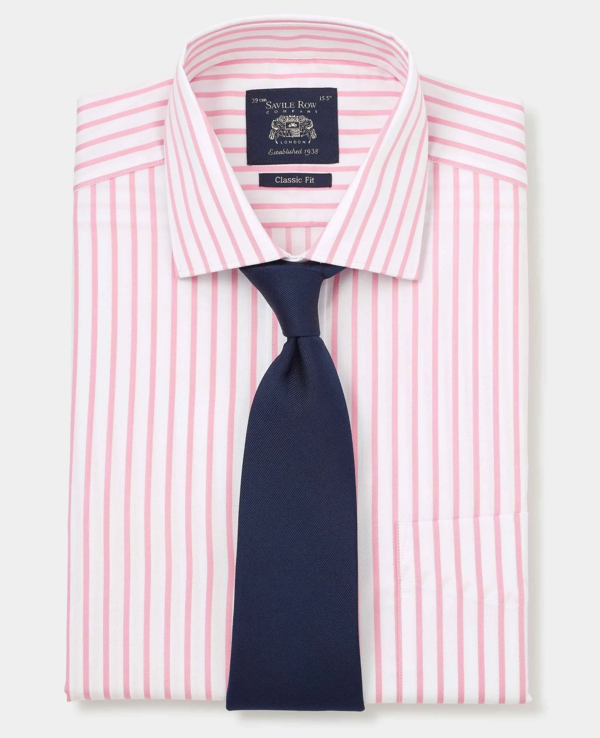 Pink White Stripe Cotton Classic Fit Formal Shirt - Single Cuff