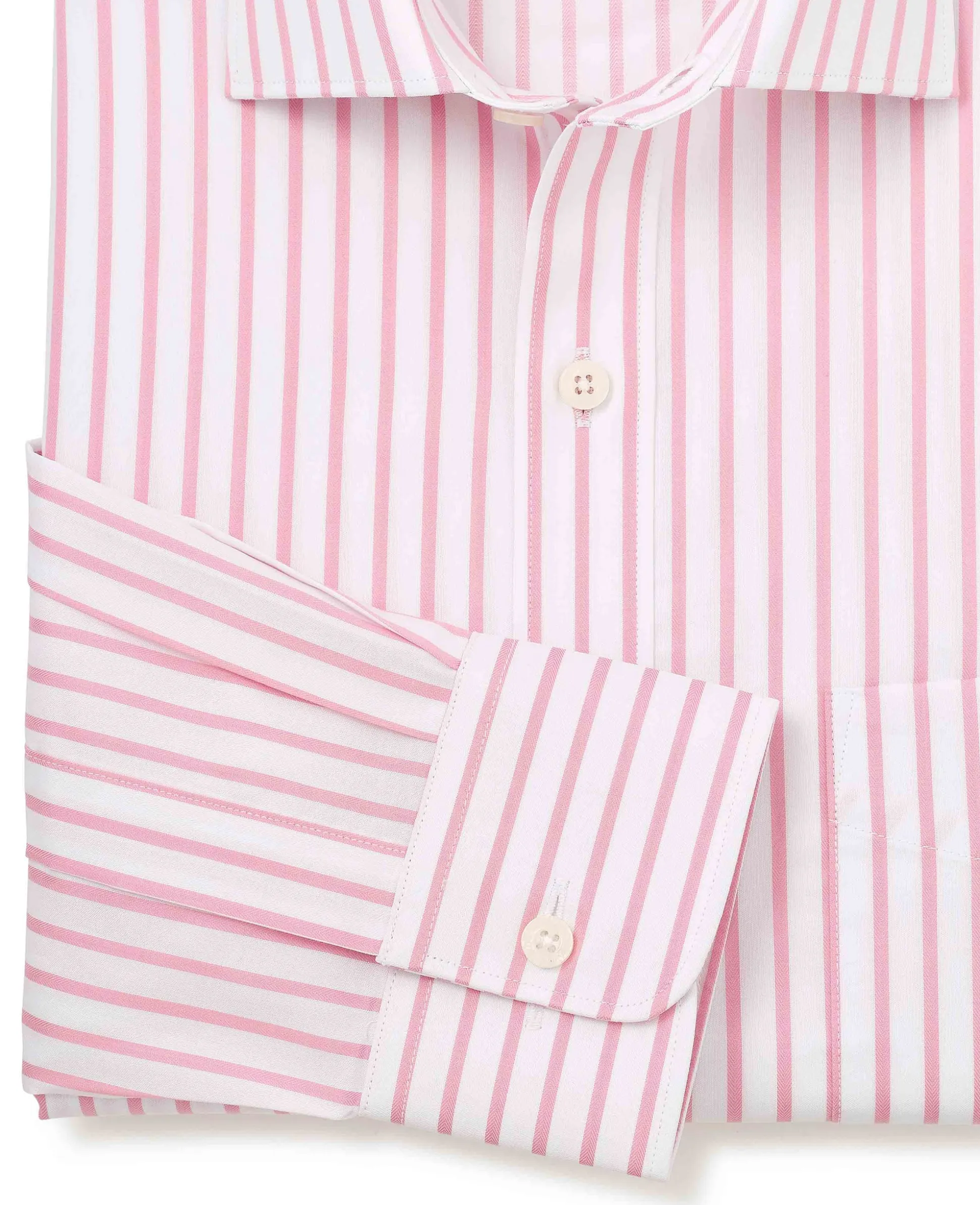 Pink White Stripe Cotton Classic Fit Formal Shirt - Single Cuff