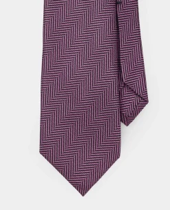 Purple Herringbone Seven Fold Silk Tie