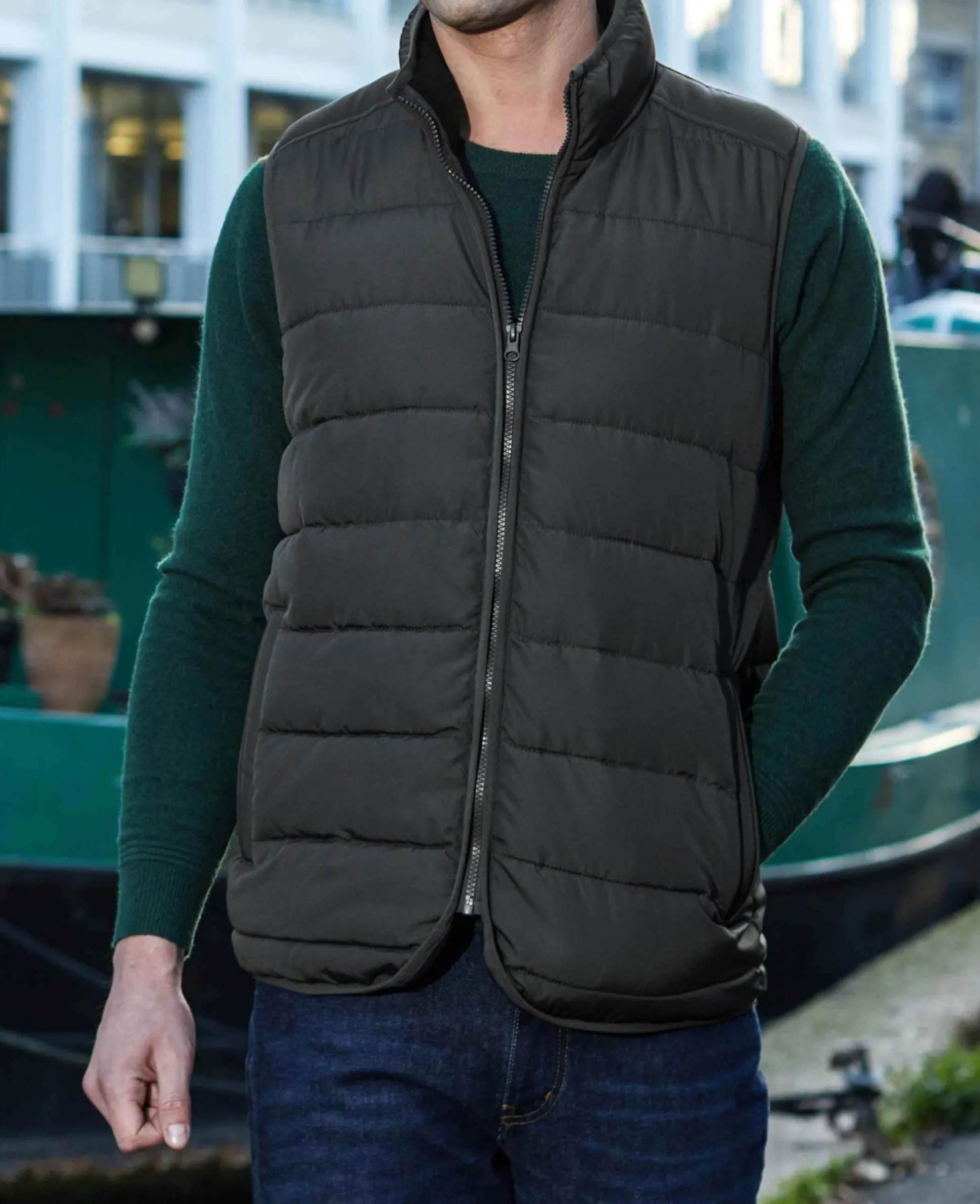 100% Recycled Dark Grey Quilted Gilet