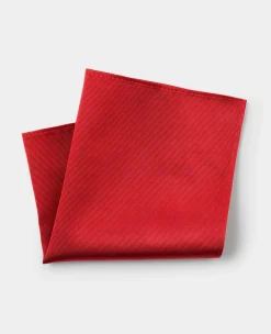 Red Fine Twill Silk Pocket Square