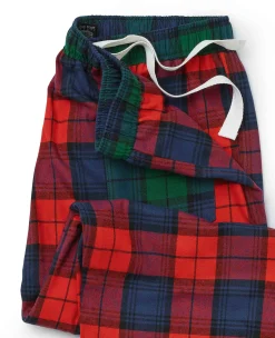 Red Multi Brushed Cotton Twill Window Check Lounge Pants