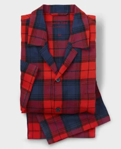 Red Multi Brushed Cotton Twill Window Check Pyjamas