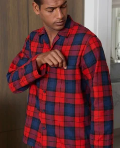 Red Multi Brushed Cotton Twill Window Check Pyjamas