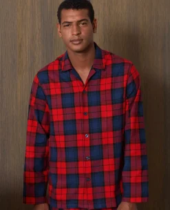 Red Multi Brushed Cotton Twill Window Check Pyjamas