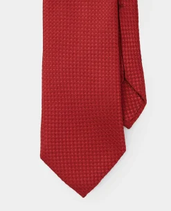 Red Textured Seven Fold Silk Tie