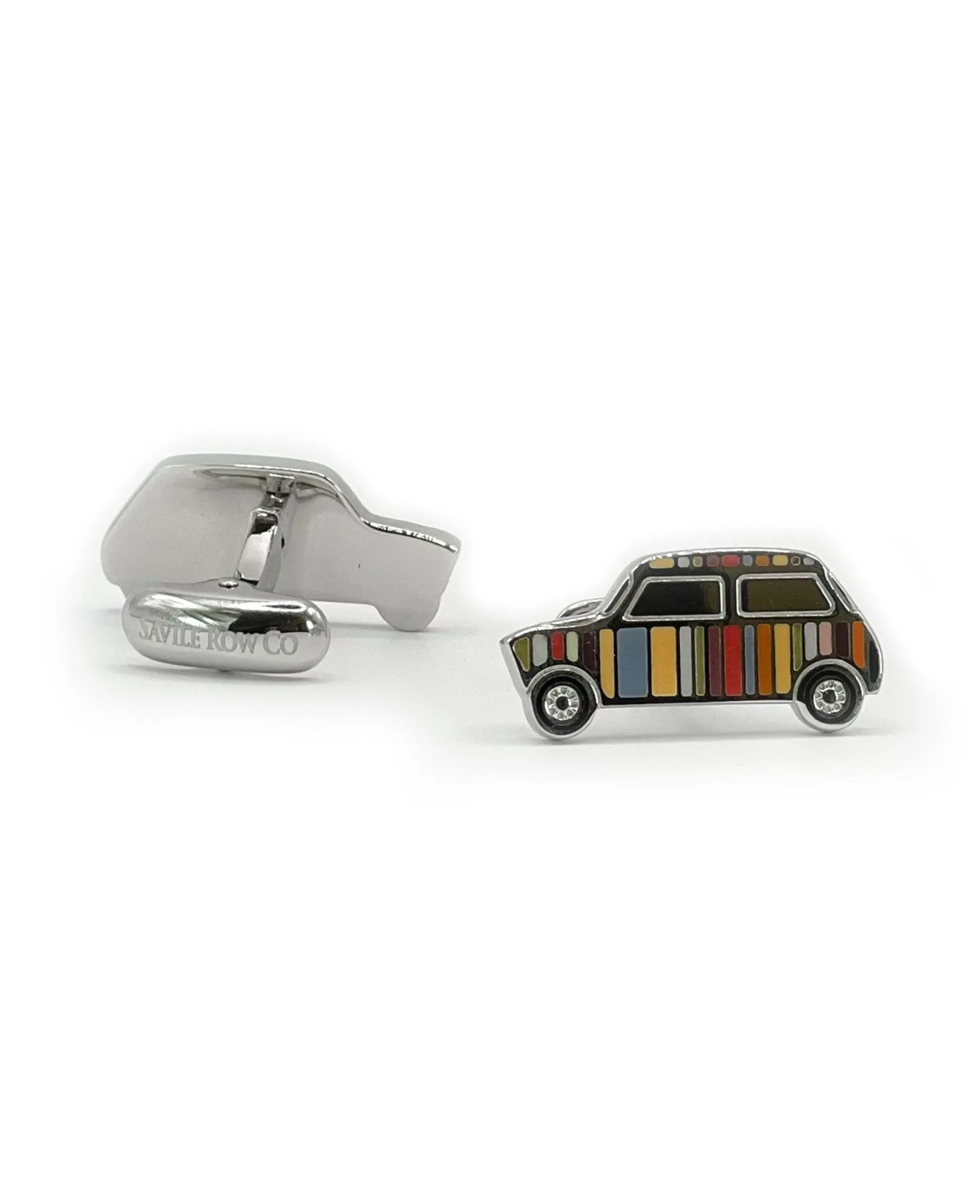 Silver Tone Rhodium Plated Car Cufflinks
