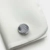 Silver Tone Rhodium Plated Circular Geometric Cufflinks