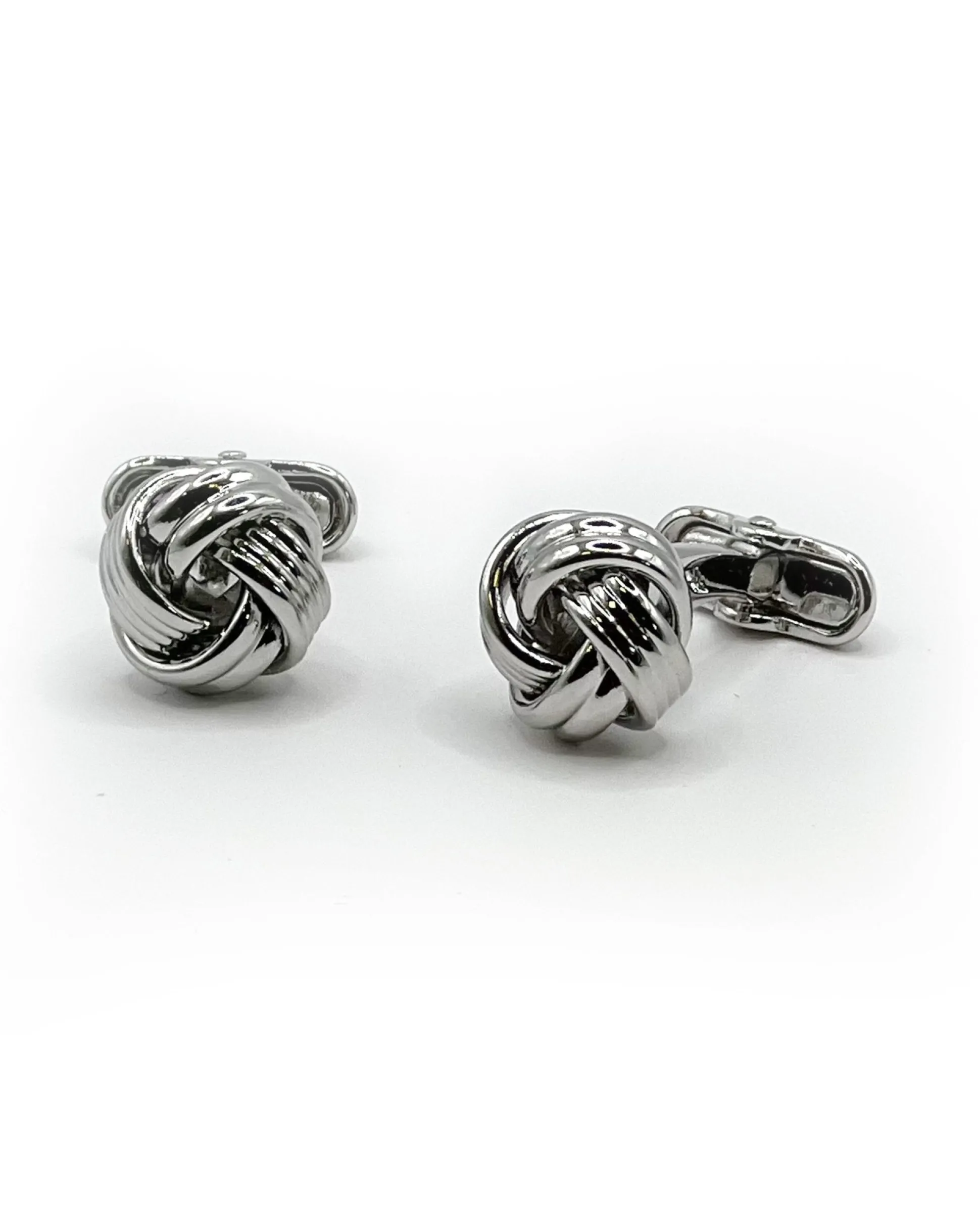 Silver Tone Rhodium Plated Knot Cufflinks