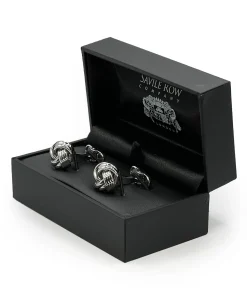 Silver Tone Rhodium Plated Knot Cufflinks
