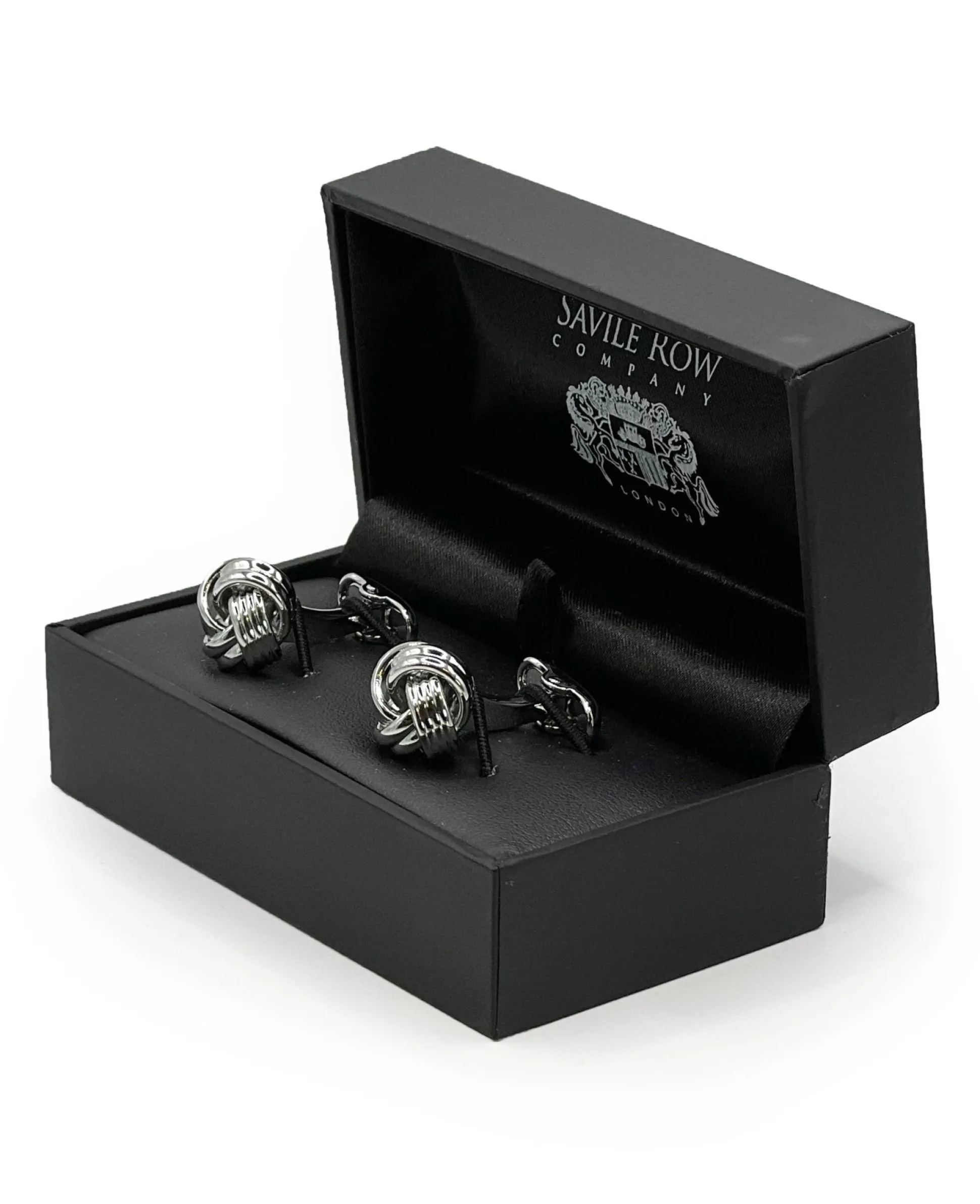 Silver Tone Rhodium Plated Knot Cufflinks