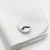 Silver Tone Rhodium Plated Moustache Cufflinks