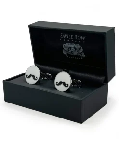 Silver Tone Rhodium Plated Moustache Cufflinks