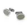 Silver Tone Rhodium Plated Oval Cufflinks