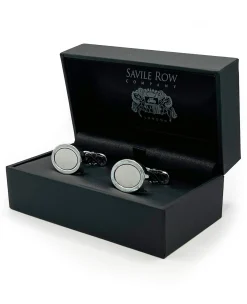 Silver Tone Rhodium Plated Oval Cufflinks