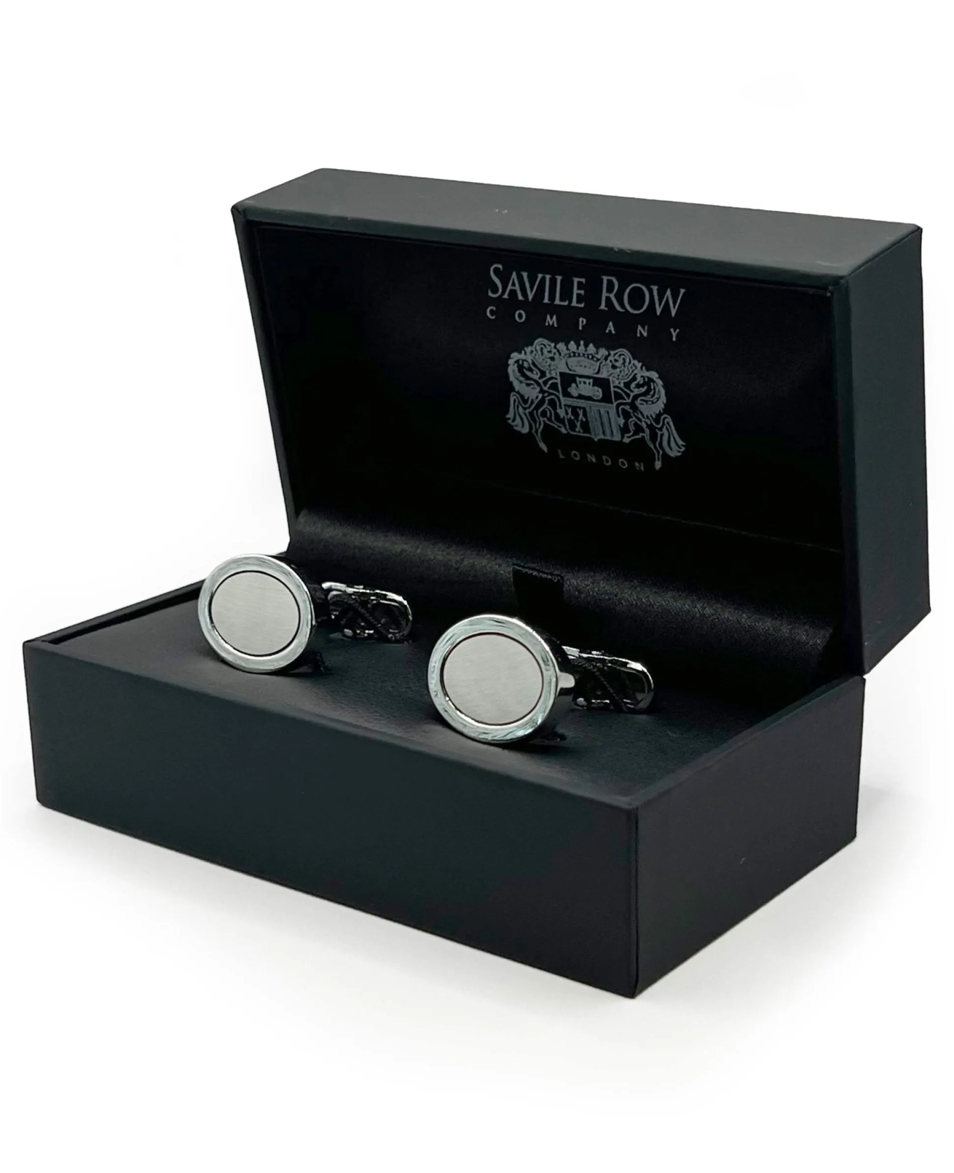 Silver Tone Rhodium Plated Oval Cufflinks
