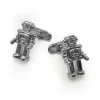 Silver Tone Rhodium Plated Robot Cufflinks