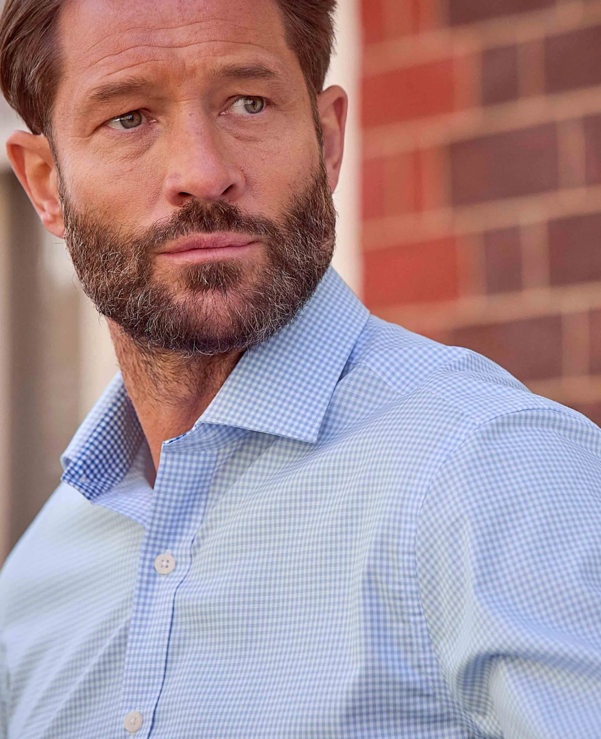 Sky Blue Cotton Gingham Slim Fit Formal Shirt - Single Cuff