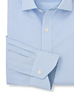 Sky Blue Cotton Gingham Slim Fit Formal Shirt - Single Cuff