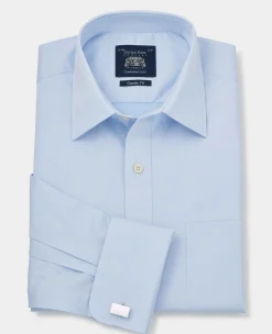 Sky Blue Cotton Twill Classic Fit Shirt - Single or Double Cuff