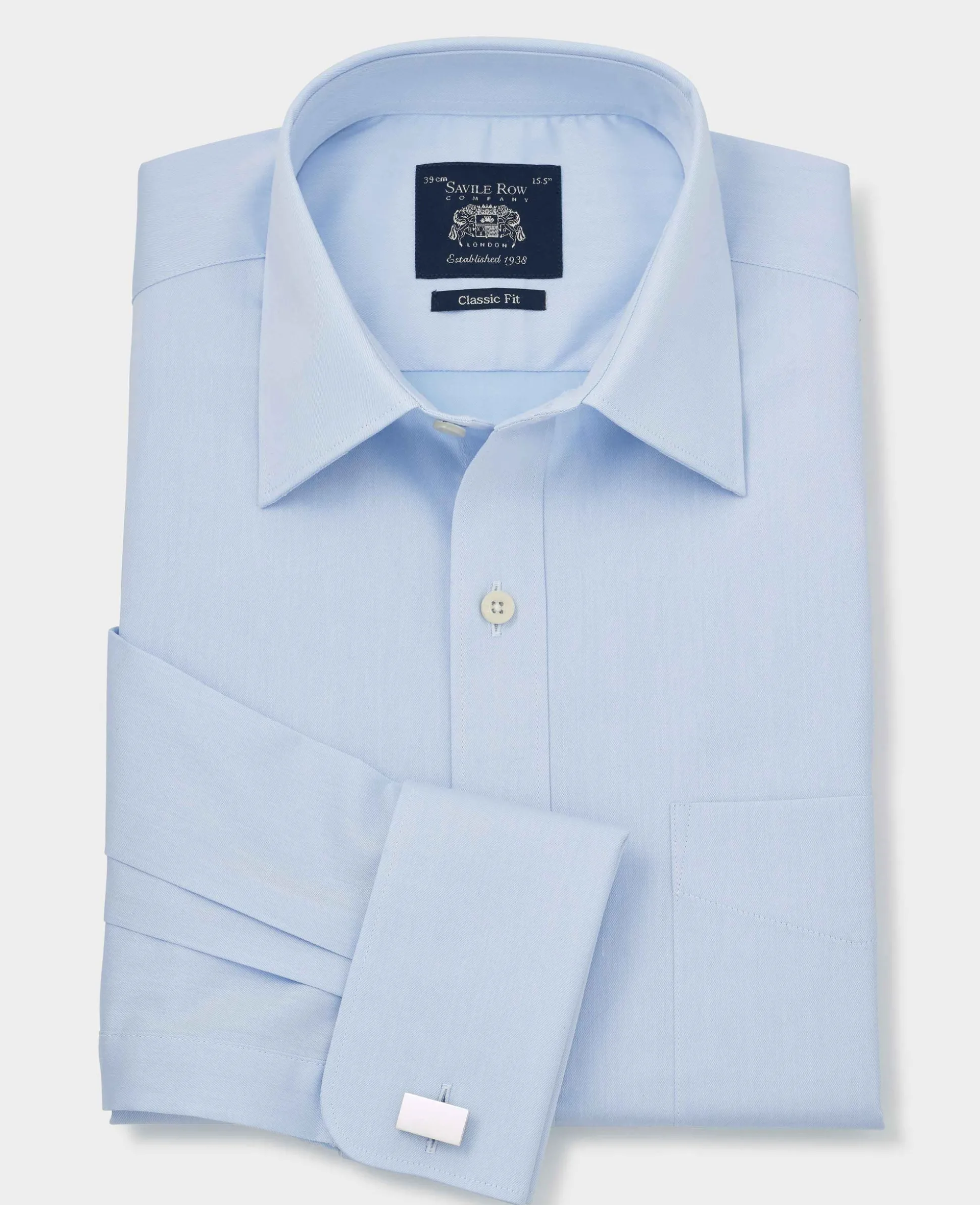 Sky Blue Cotton Twill Classic Fit Shirt - Single or Double Cuff