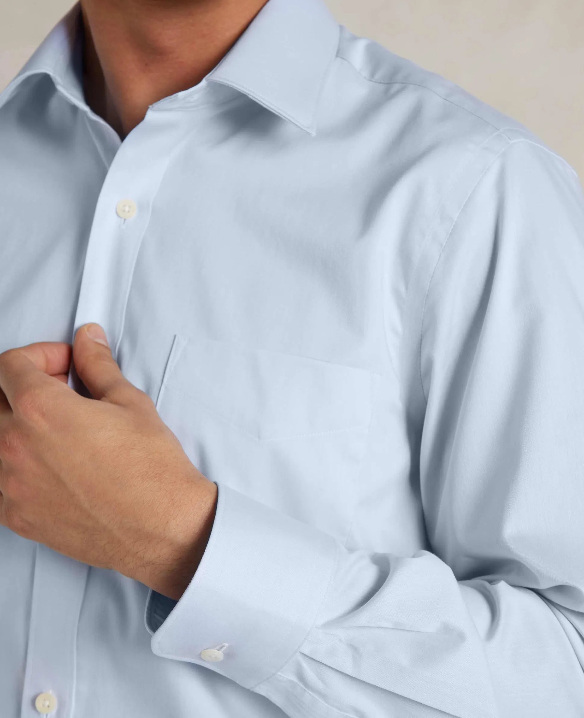 Sky Blue Cotton Twill Classic Fit Shirt - Single or Double Cuff