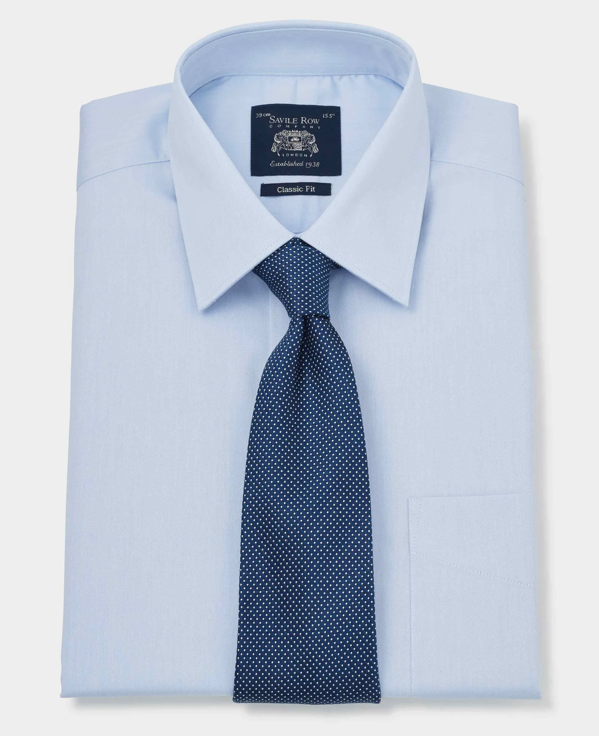 Sky Blue Cotton Twill Classic Fit Shirt - Single or Double Cuff