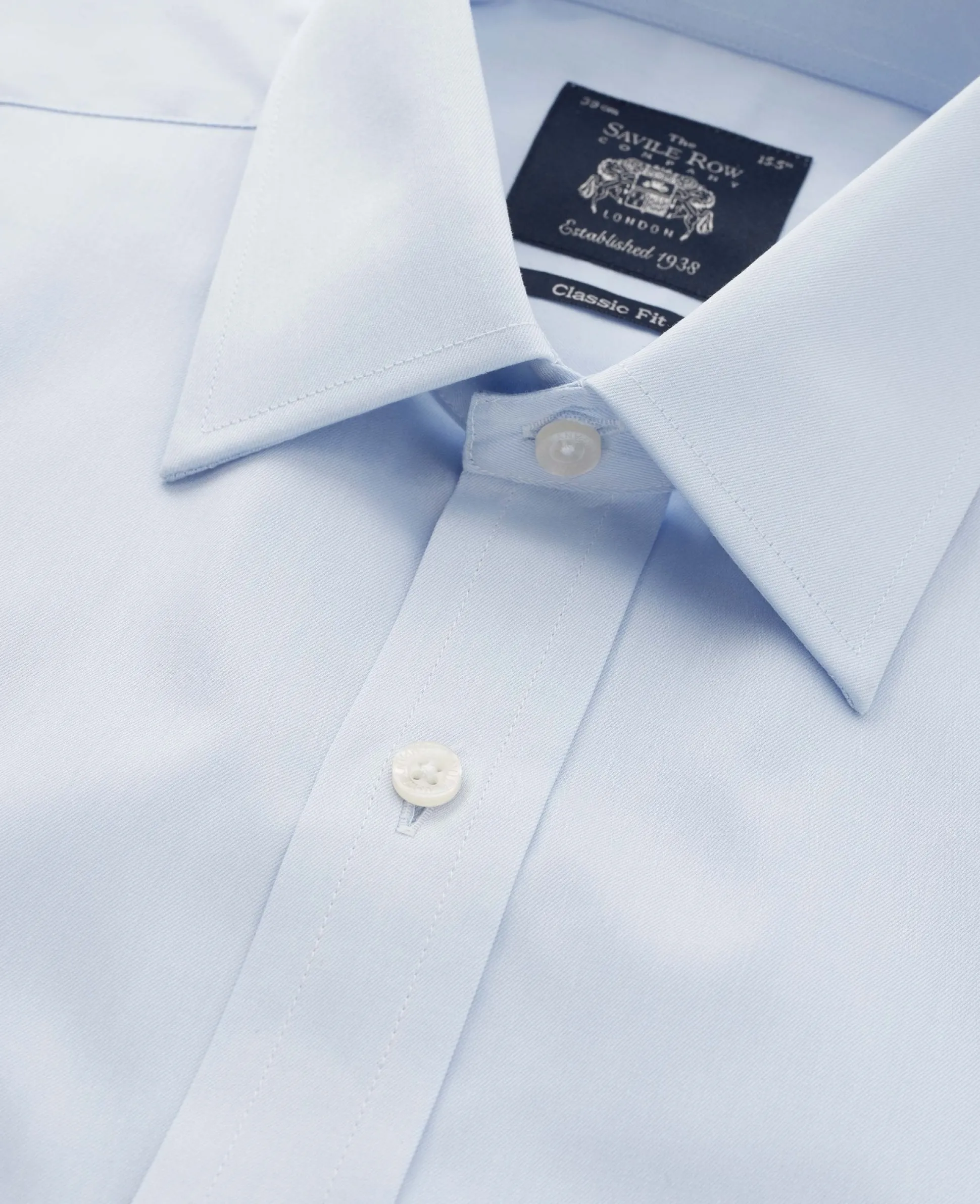 Sky Blue Cotton Twill Classic Fit Shirt - Single or Double Cuff