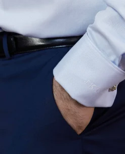Sky Blue Textured Cotton Herringbone Classic Fit Formal Shirt - Double Cuff