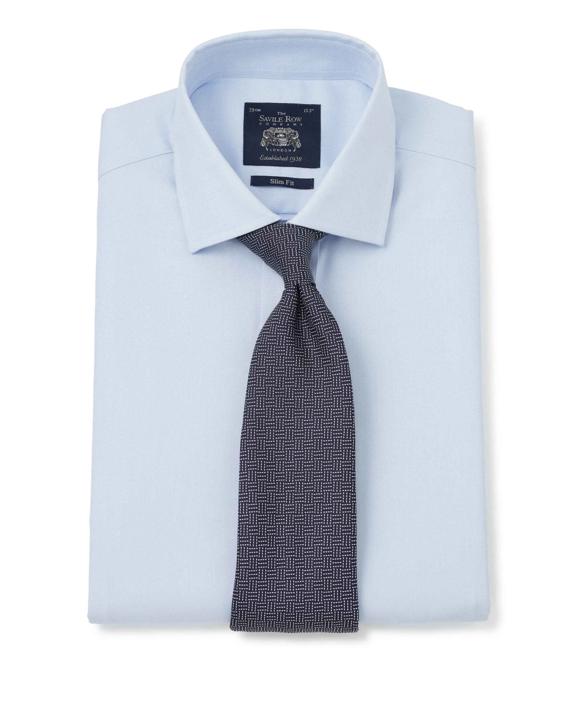 Sky Blue Twill Slim Fit Shirt W/ Cutaway Collar - Single or Double Cuff