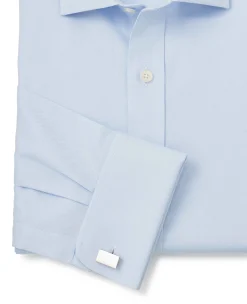 Sky Blue Twill Slim Fit Shirt W/ Cutaway Collar - Single or Double Cuff