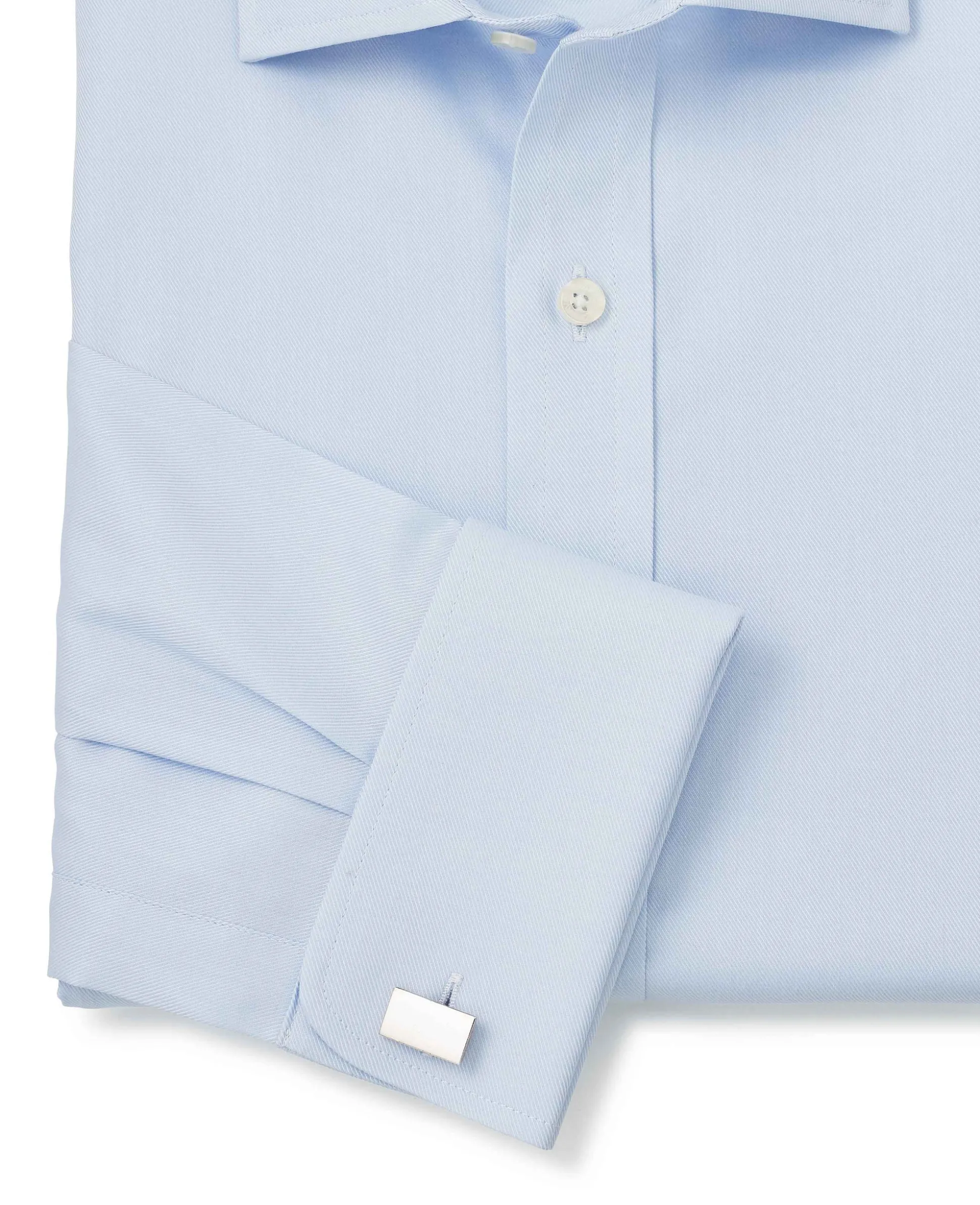Sky Blue Twill Slim Fit Shirt W/ Cutaway Collar - Single or Double Cuff