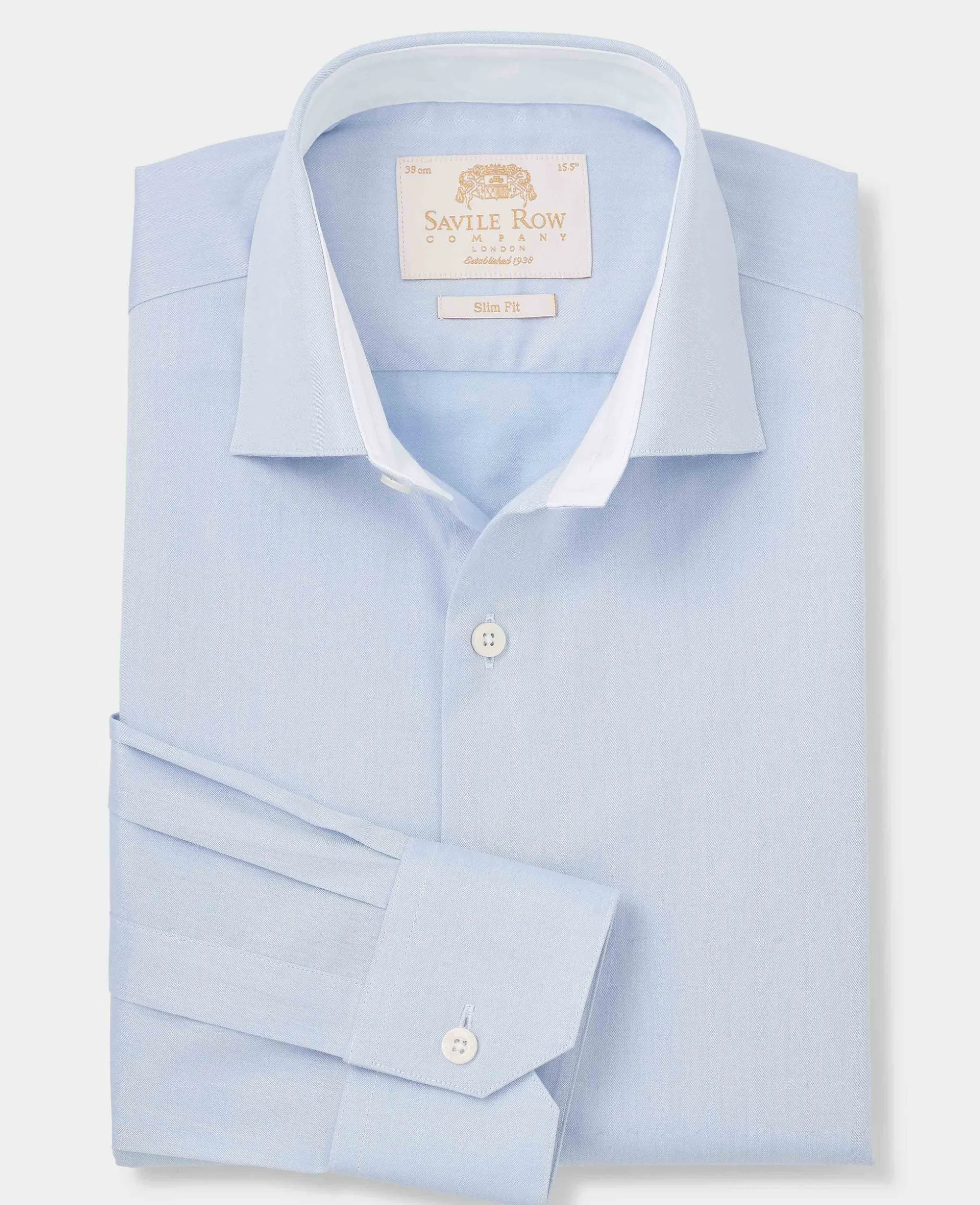 Sky Blue Two-Ply Cotton Slim Fit Gold Label Formal Shirt - Single Cuff