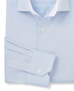 Sky Blue Two-Ply Cotton Slim Fit Gold Label Formal Shirt - Single Cuff