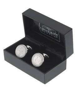 Sterling Silver Cufflink with 'Lucky' Sixpence