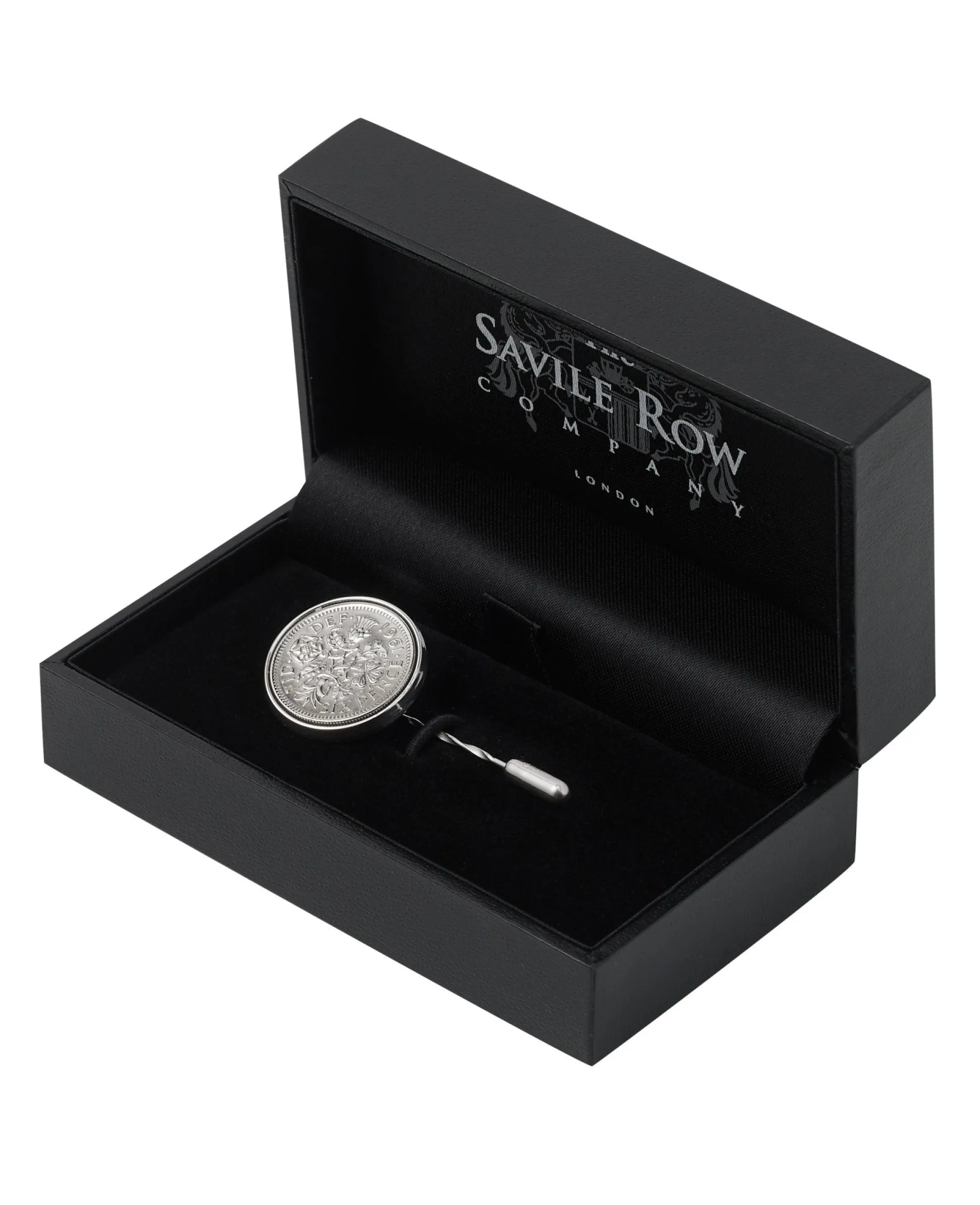 Sterling Silver Lapel Pin with Lucky Sixpence