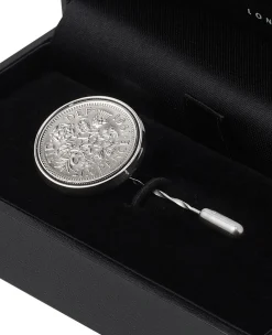 Sterling Silver Lapel Pin with Lucky Sixpence