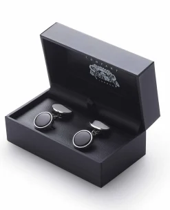 Sterling Silver Onyx Stone Chained Cufflinks