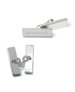 Sterling Silver Rectangular Chain Cufflinks