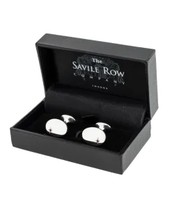 Sterling Silver Ruby Oval Cufflinks