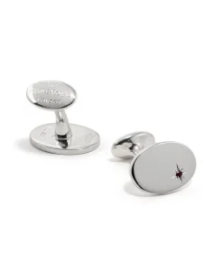 Sterling Silver Ruby Oval Cufflinks